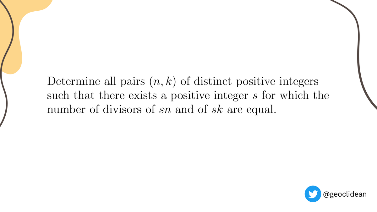 geoclidean's tweet photo. Ez Number Theory
#NumberTheory #ArithmeticFunction #IMOShortlist #NumberOfDivisors #2018 #Divisor https://t.co/FVDQdjWQhF