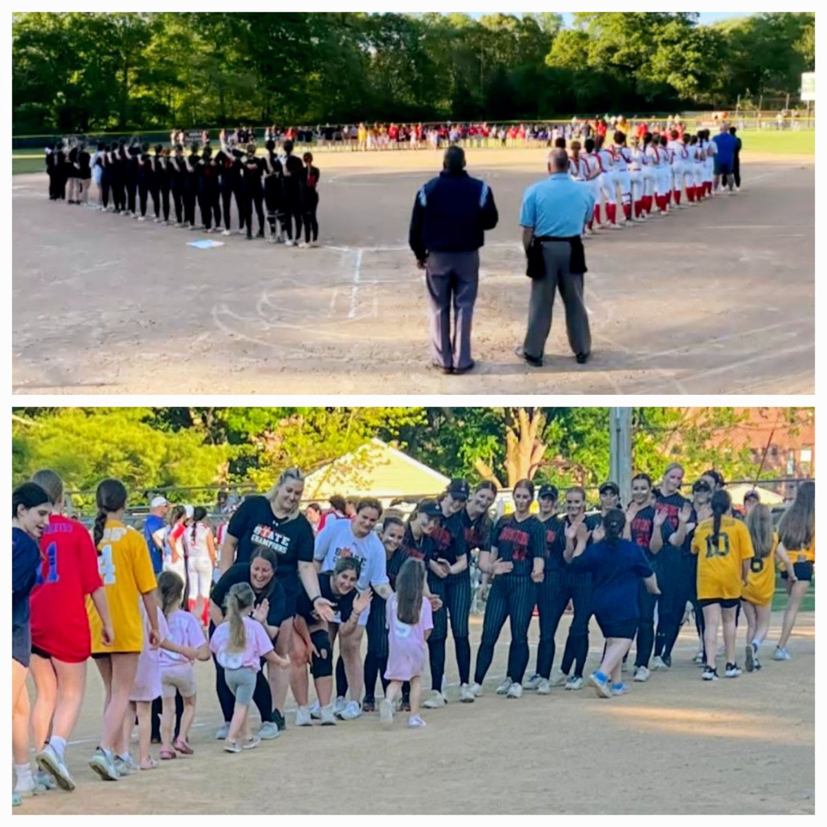 THSCoachFox's tweet photo. Special moment before the @tauntonsoftball @softball_tmhs game. Few hundred "littles" from the Taunton Girls Softball League were introduced &amp; then took the field for the national anthem!! #growthegame @thstvstudio @TGSL1 @tauntonhstigers https://t.co/YMhHFXr5io