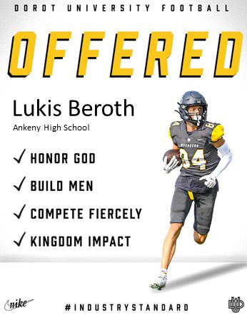 After a great phone call with <a href="/BMcCormick08/">Brandon McCormick</a> I am blessed to receive  my first offer to play football for <a href="/DordtFB/">Dordt Football</a> #industrystandard

<a href="/CoachBradyWalz/">Brady Walz</a> <a href="/jeffbauer2/">Jeff Bauer</a> <a href="/Cjnew_11/">Colin Newell</a> <a href="/CoachMoe5/">Coach Moe</a>