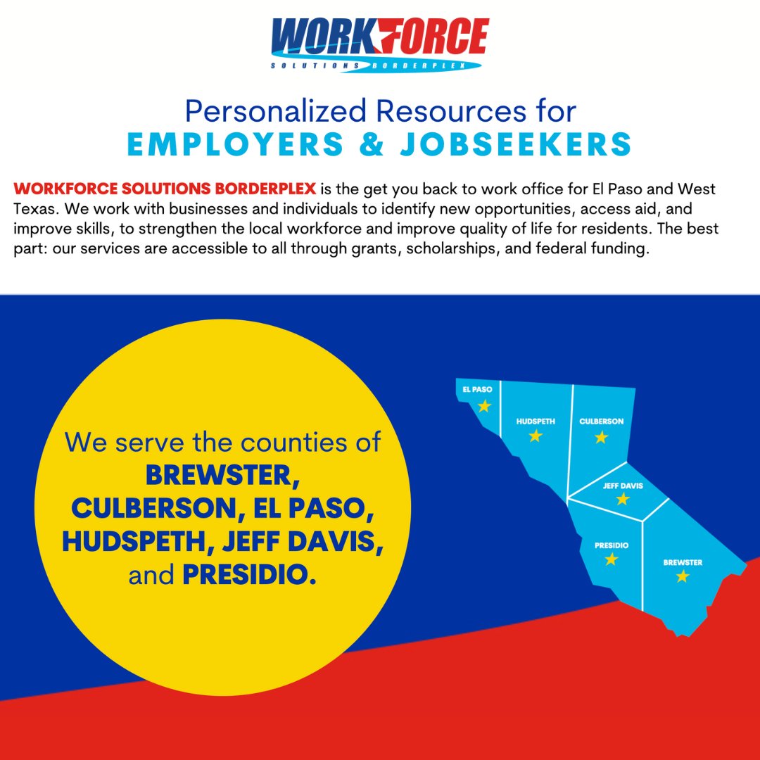 WSB is your go-to helping you identify new opportunities, access aid, and improve skills to strengthen the local workforce. Our services are accessible to all through grants, scholarships, and federal funding.
Explore how we can support you: borderplexjobs.com