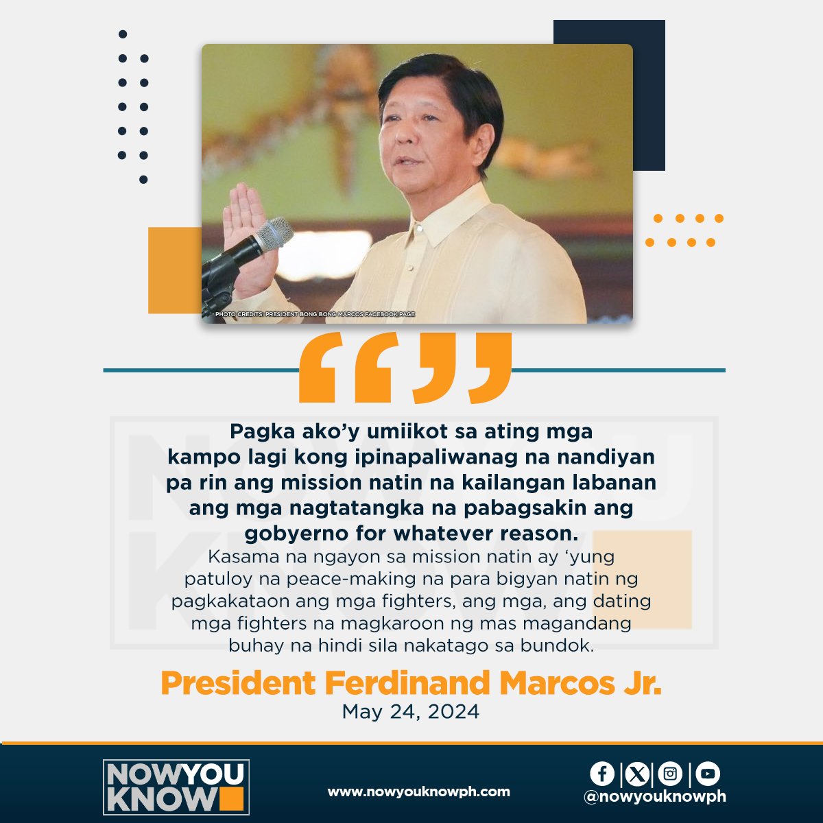 President Ferdinand Marcos Jr. has been going around military camps to reiterate the fight against government destabilization, according to the Palace on Friday. READ: tinyurl.com/27h6spwc 📰Inquirer.net