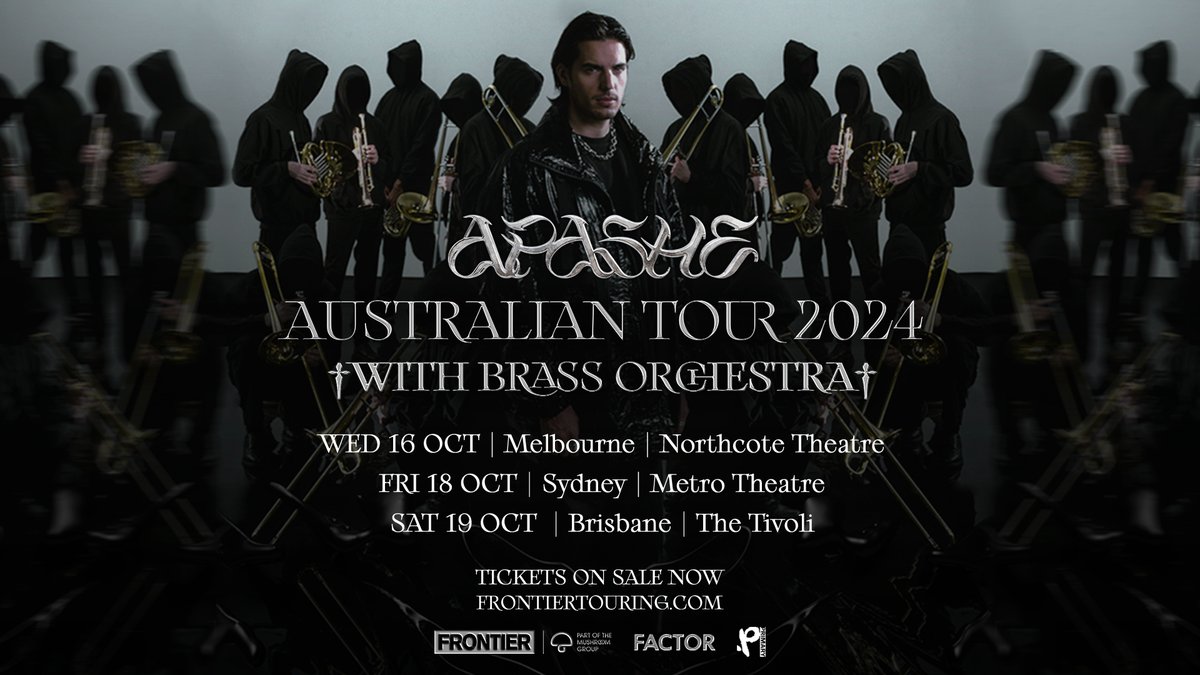 ON SALE NOW 🎺 Don't miss boundary-pushing producer @Apashe_Music with Brass Orchestra – touring Australia's east coast this October! 🎫 frontiertouring.com/apashe