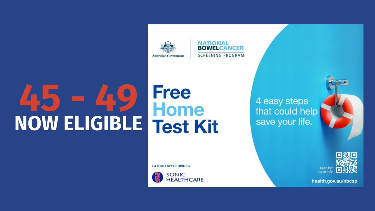 📢 Great News! 📢 From 1 July 2024, an extra 1.6 million Australians aged 45-49 will be eligible for free bowel cancer screening. Early detection saves lives! 💪 #BowelCancerAwareness #N2Y