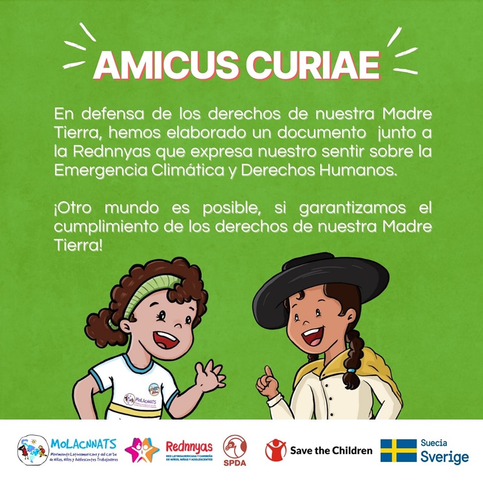 #AMICUSCURIE | En defensa de los derechos de nuestra Madre Tierra, como MOLACNNATS hemos elaborado un documento junto a la REDNNyAS que expresa nuestro sentir sobre la Emergencia Climática y Derechos Humanos.
@SaveChildrenLAC
@spdaorg
@REDNNYAS1 
@CorteIDH