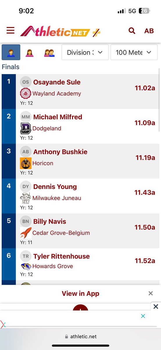 AjBushkie's tweet photo. Onto state for the 100m and 4x200m🙏 https://t.co/epMCxvgVNe