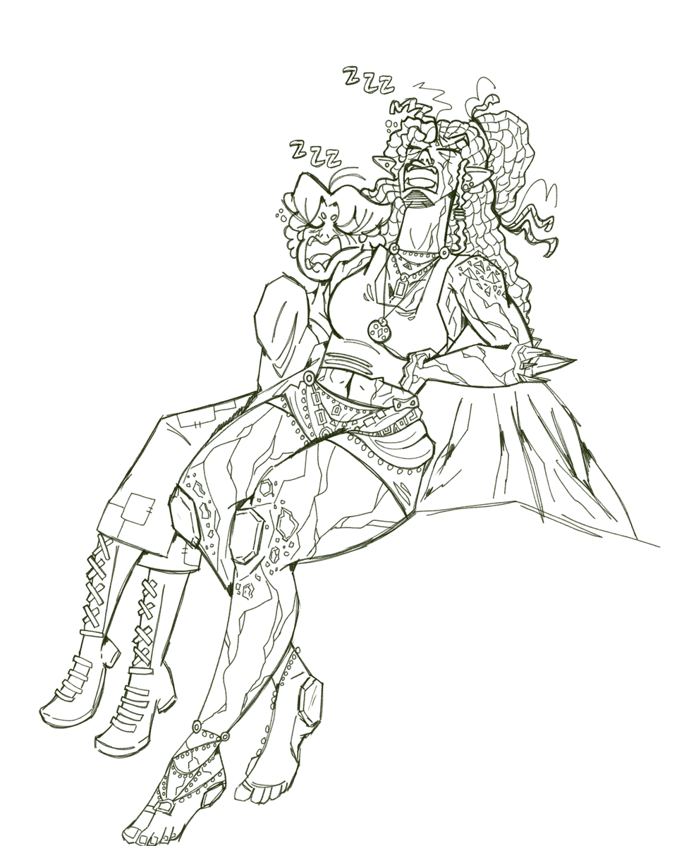 a little doodle of my character Apoleon and her sister Kigek! kigek belongs to <a href="/fhantasmal/">fhantasmal</a> !! 🧙‍♂️