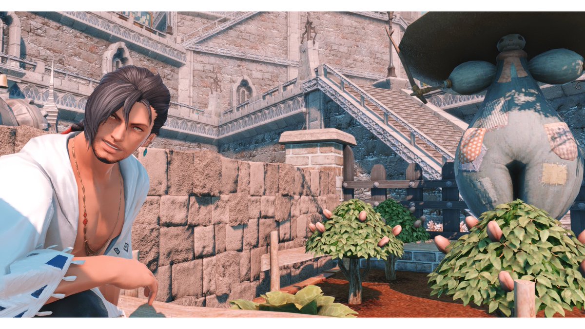 Have a cringe picture of my first Garden Plot on my first house. I'm weirdly excited and happy with this little Garden. 
#ffxivscreenshot #ffxivgposers #ffxivonline