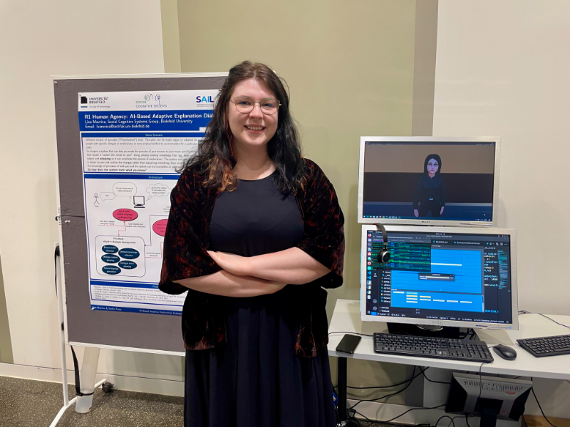 Lina (both in real and as her virtual avatar) presented an AI-based adaptive explanation assistant at the "Praxistag" of the  <a href="/sail_network/">SAIL Research Network</a>