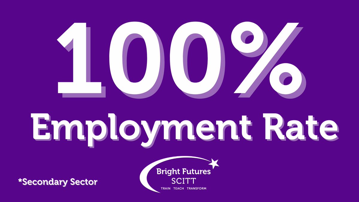 We are so proud of our trainees, who have become such knowledgeable, inclusive and resilient teachers🥳. Future employers have recognised this too - WE HAVE 100% EMPLOYMENT RATES in secondary! THANK YOU to all our mentors who have helped them get there!#wearebrightfutures