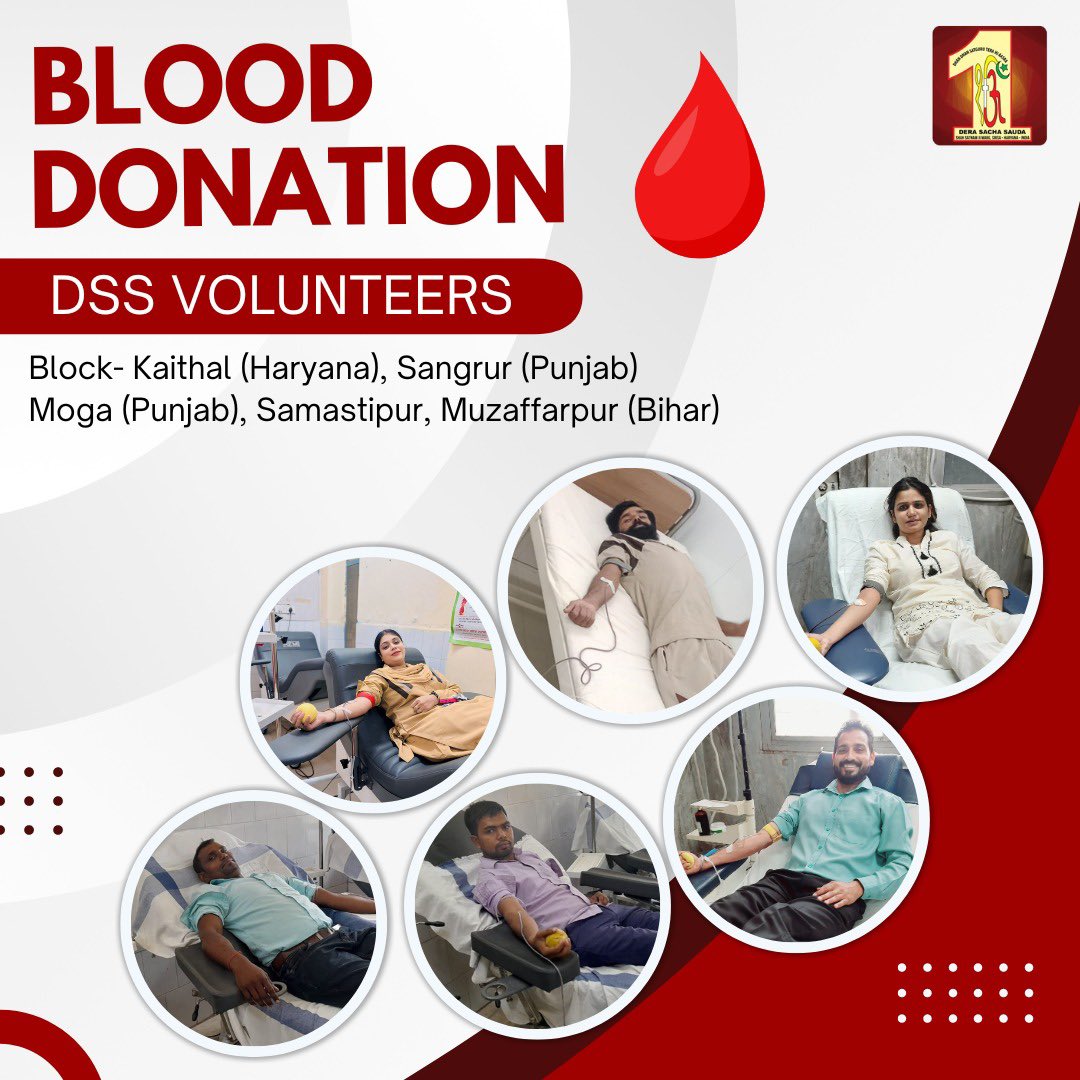 Dera Sacha Sauda devotees have generously donated🩸blood to needy patients, exemplifying an incredible act of solidarity. Let's thank all the blood donors around the world and raise public awareness of the importance of regular, unpaid blood donations. Join this life-saving