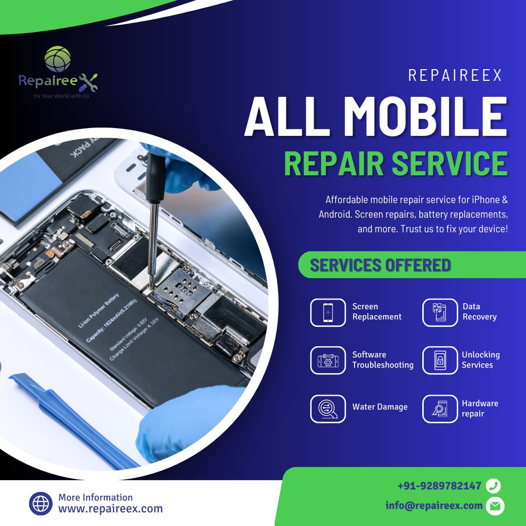 Professional mobile repair service for all brands. Affordable prices and quick turnaround time. Don't let a broken phone slow you down.

Call now at +91-9289782147 or visit our website repaireex.com for fast, reliable service!
 #MobileRepairService #PhoneRepair #Smart