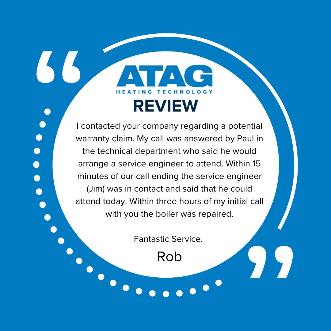 atagheating's tweet photo. It's the end of the week, and the start of a bank holiday, so we wanted to share a lovely email we received this week from a homeowner! 

Our amazing Technical Team are always on hand to answer any questions &amp; queries you may have! 

Thanks Rob! 💙

#ATAG #ATAGHeating https://t.co/fcJiWXfKVm