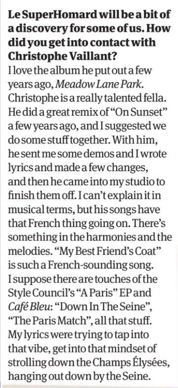 Sir @paulwellerHQ dans Uncut à propos de @lesuperhomard qui a composé deux magnifiques titres de son nouvel album.