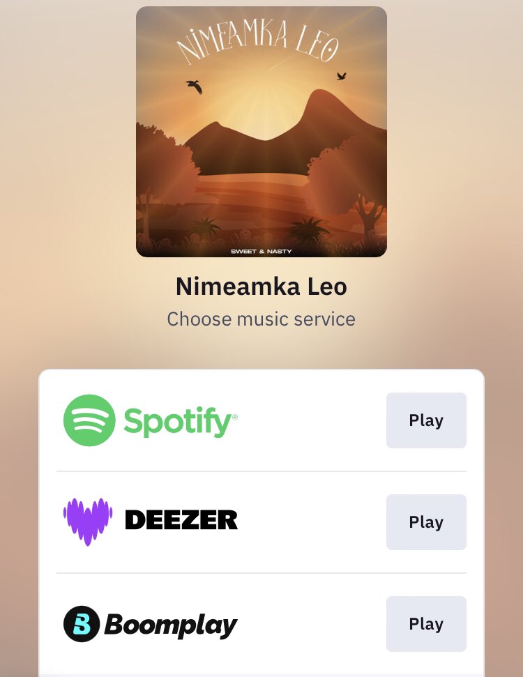 Nimeamka leo by Sweet and Nasty is out in all Digital Platforms Like comment and share  
Link bellow⬇️⬇️

waverlymusik.lnk.to/NimeamkaLeo

<a href="/DullahTheking2/">Dullah_theKing🎧</a> PARACHICHI FM TUNAOMBA SANA MTUPE KURUNZI YA HII NGOMA NYIE NI WATU WA MUZIKI NA YOGO BEATS KATISHA!
<a href="/Sativa255/">SIR TIVA</a> <a href="/Thereal_taivina/">Taivina James</a> 👇👇
