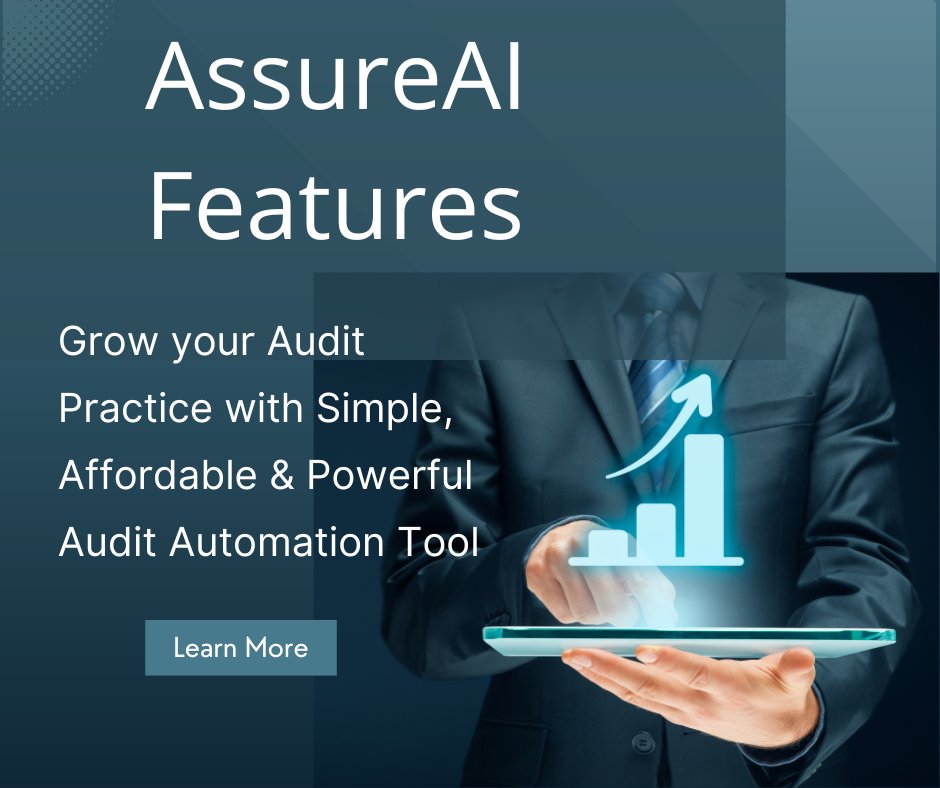 Transform your audit practice with AssureAl! Simple, affordable, and powerful audit automation at your fingertips. 

#AuditAutomation #EfficientAuditing #Automation #AssureAI #AuditExcellence #AuditAutomation #Efficiency #Compliance #Automation #AuditExcellence