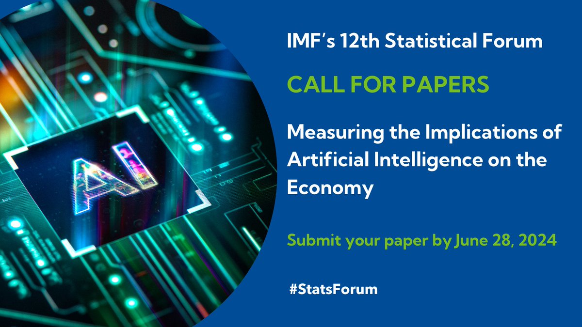 IMFNews's tweet image. ⏰ Call for Papers for the 12th IMF #StatsForum on Measuring the Implications of Artificial Intelligence on the Economy. Submit before the June 28 deadline and take part in shaping the conversation on AI&apos;s transformative potential #IMFData.  imf.org/en/News/Semina…