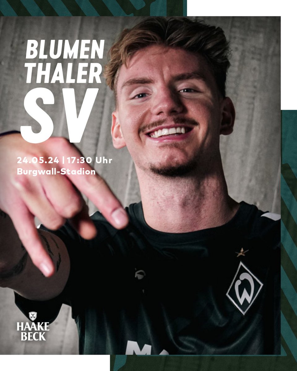 werderbremen's tweet photo. Zum Abschluss der Saison in Blumenthal. ⚽

🆚 Blumenthaler SV
⏰ 17:30 Uhr
📺 https://t.co/dnLPzFb9F3
💻 https://t.co/yrN44lzsd2
👕 https://t.co/bNEvc4Ir0v

Die Partie wird live auf https://t.co/TGSON4CYMH und YouTube übertragen.

#Werder https://t.co/q69Hz4Cilh