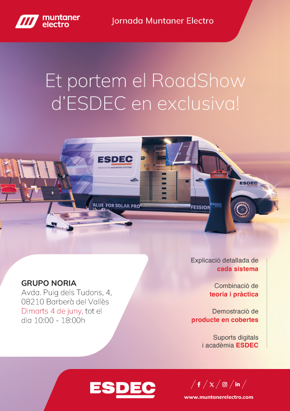 MuntanerElectro's tweet image. ¡#ESDEC està de ruta amb el seu RoadShow mòbil per mostrar les seves solucions en sistemes per a cobertes.🚛

📍​GRUP NORIA - Avda. Puig dels Tudons, 4, 08210 Barberá del Vallès
📆 ​Dimarts 4 de juny, tot el dia 10:00 - 18:00h

Inscriu-te 👉 ow.ly/6rUF50RMYhv