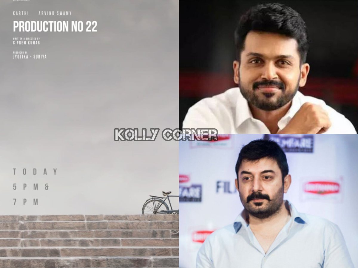 kollycorner's tweet image. #Karthi27 Important Update Today At 5PM &amp;amp; 7PM 🤩

Stars: Karthi &amp;amp; AravindSwamy

Produced By Suriya &amp;amp; Jyothika 💖