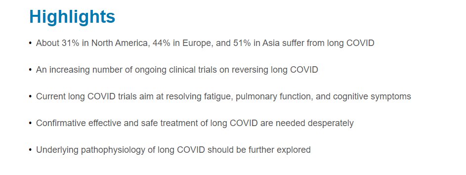 The global clinical studies of long COVID ❗For those thinking LC is no science priority: 'After searching the WHO International Clinical Trial Registry Platform, 587 clinical studies are identified as long COVID studies.' 'Among these, 312 studies (53.2%) are testing potential