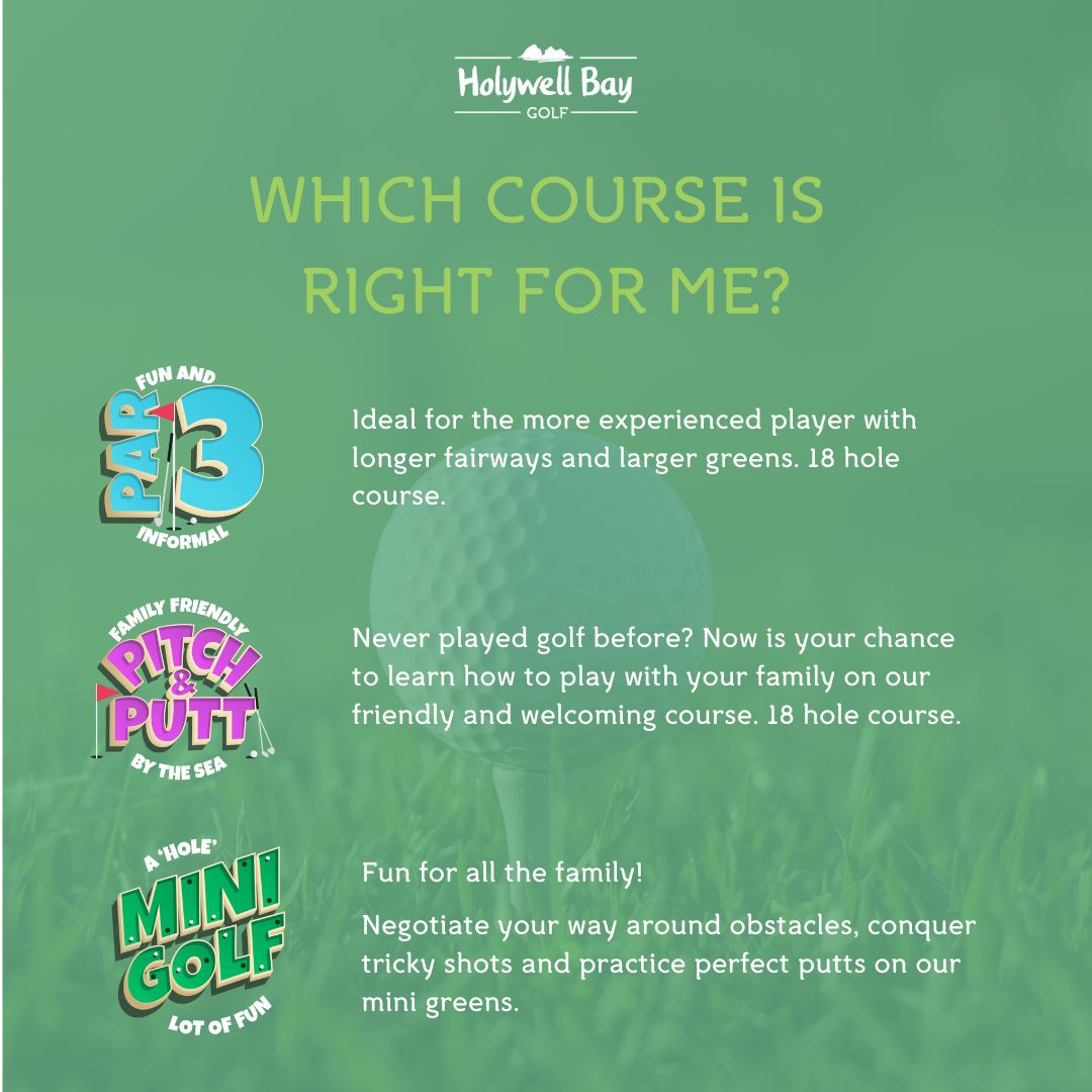 HolywellBayGolf's tweet photo. Here is our handy guide to which of our three courses is the right one for you ⛳️ https://t.co/BBr0vhNtd5