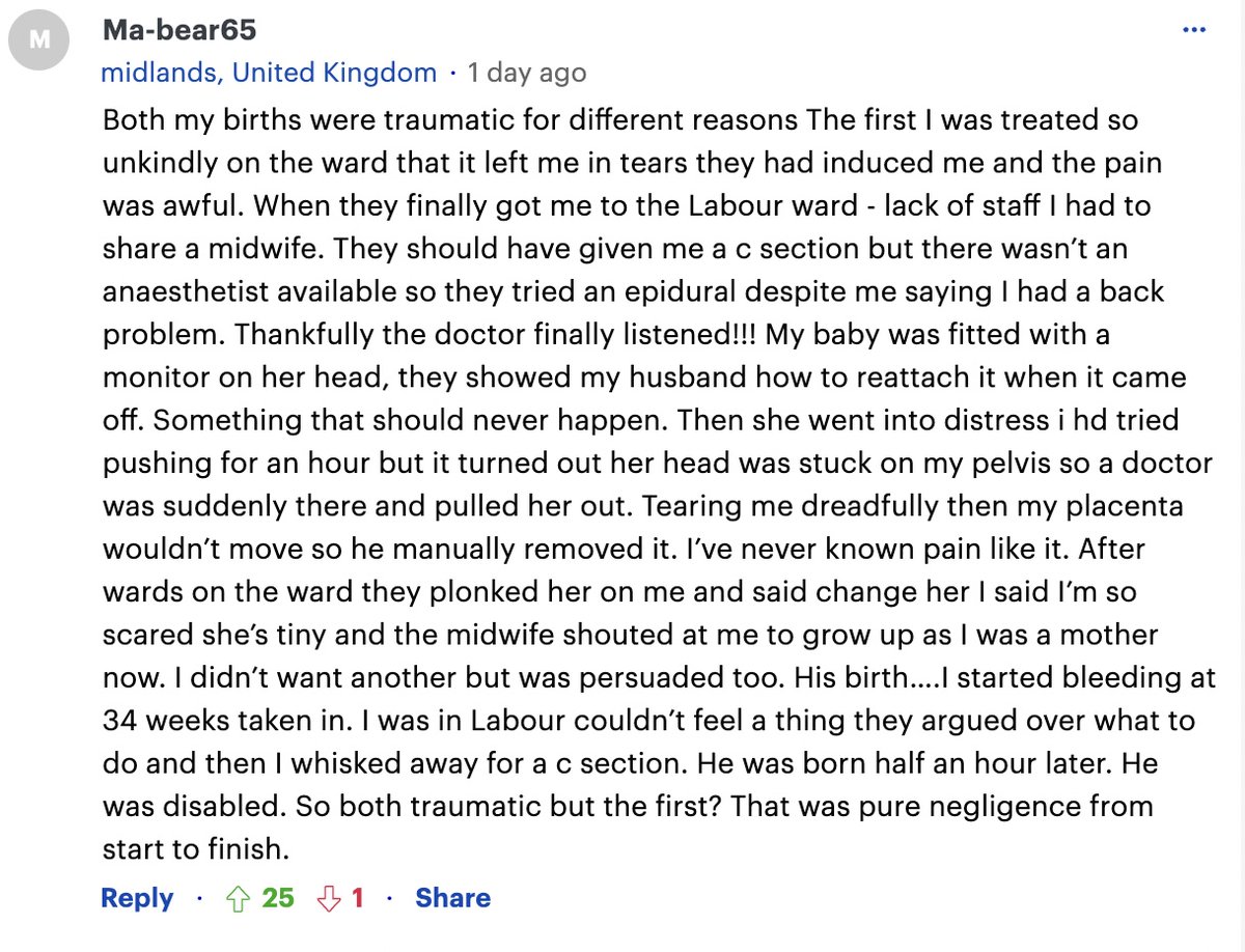 A comment on @WestminsterWag's article on traumatic birth. What's the justification for manual removal of the placenta without pain relief? Every woman who's been through it tells us it's the most pain she's ever experienced.