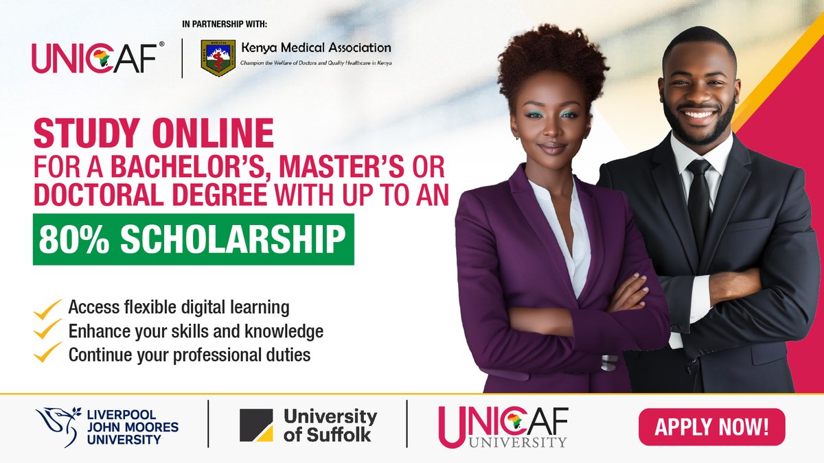 Unicaf, in collaboration with the KMA, is offering its members up to 80% scholarship to study online for an internationally recognized Bachelor’s, Master’s, or Doctoral degree at one of prestigious partner universities 🩺 Learn more: link.unicaf.org/kma-sm
