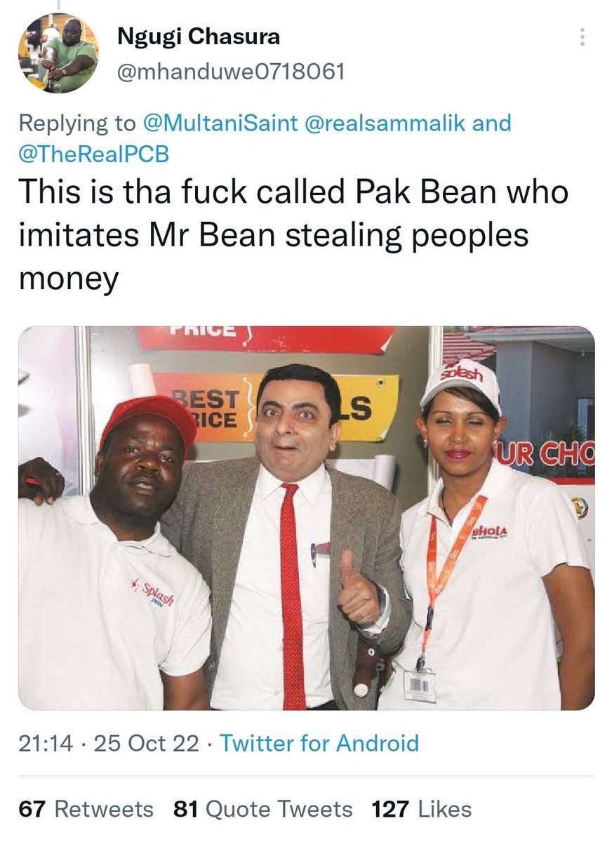 The original post has reminded me of the Zimbabwean Mr Bean controversy, which (without condoning any potential slur) is just too funny not to share again: