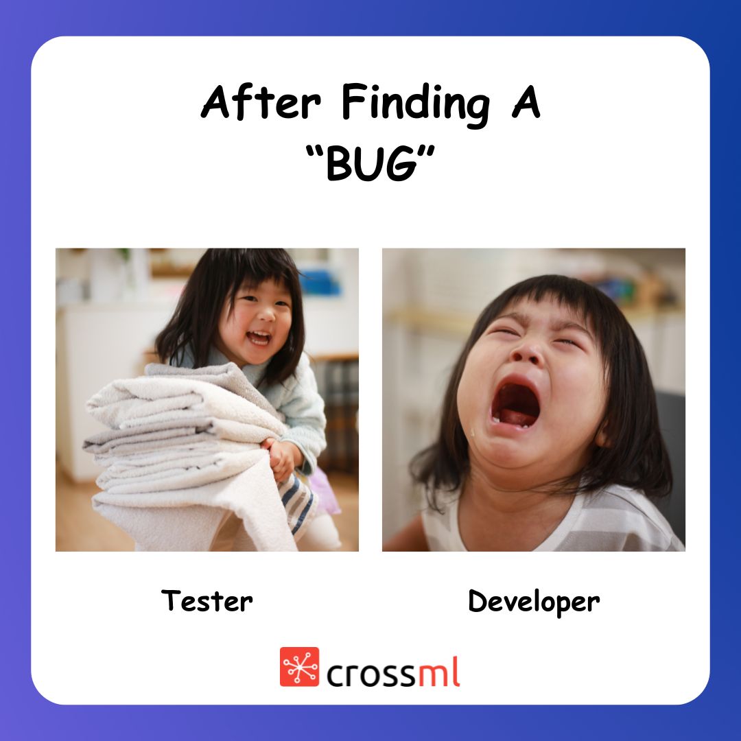 CrossmlPvtLtd's tweet image. The feeling when you finally find that elusive bug!💥
#DeveloperLife #BugSquash #CodingWins #SoftwareDevelopment #ProblemSolved #TeamWork #DeveloperLife #BugFix #Coding #CrossML