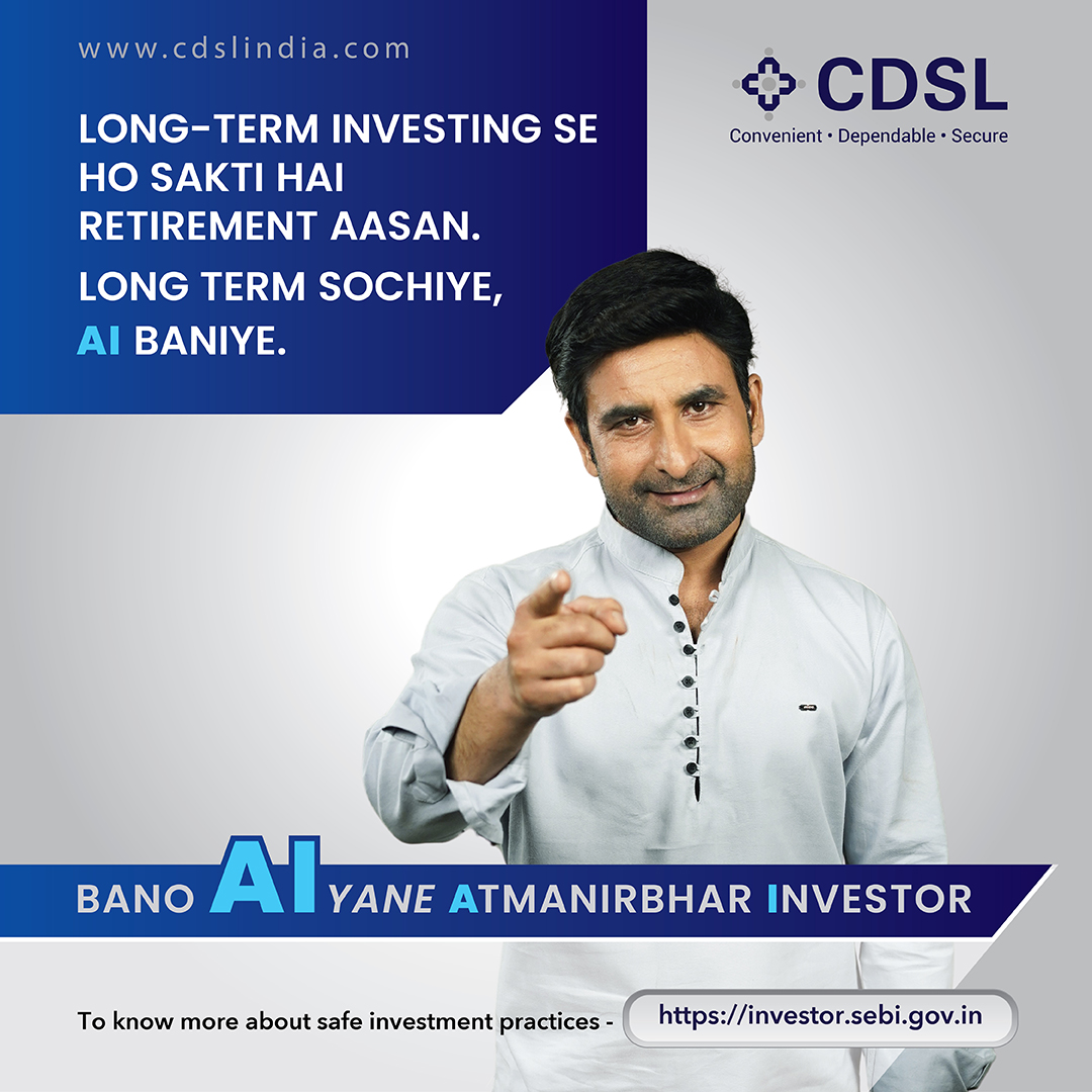 CdslIndia's tweet photo. Staying Invested for longer can help you achieve your goals.
Bano Atmanirbhar Investor!
To know more about safe investment practices visit https://t.co/o6tKRppuv3
#AI #AtmanirbharInvestor #CDSL #SEBI #BSE #NSE #DepositoryServices #InvestorEducation #Demat #Investor #responsibleinvesting #retirementplanning #investment