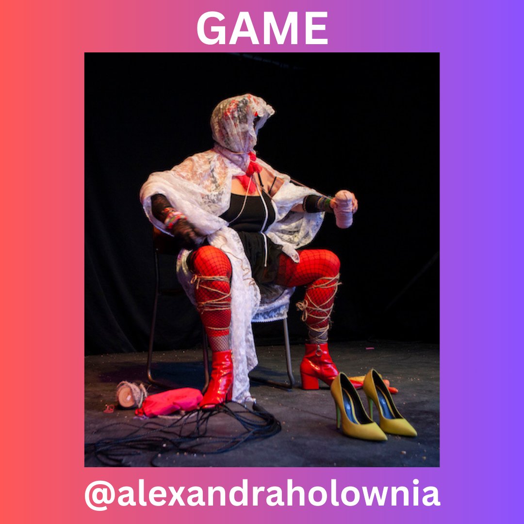 GAME performed by Alexandra Holownia for the COU COU performance programme OLD TROUTS at the Silk Mill Frome July 23  #performanceart #womenartists @alexandraholownia <a href="/SilkMillStudios/">Silk Mill</a>
