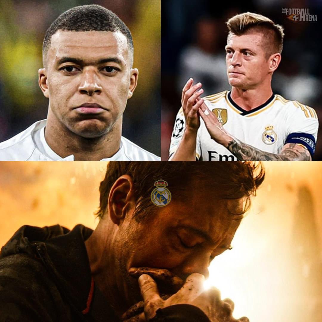 Kylian Mbappe arrives.. but Toni Kroos leaves.. Real Madrid fans right now..💔😞