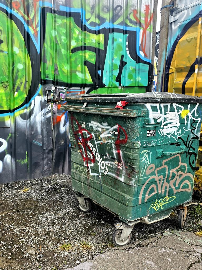 andreanhj's tweet image. Camouflage-ish. I loved this scene. The bin, snuggling into the corner. Gathering up a cacophony of marks and hanging with the walls.
Getting lost in colourful Digbeth is always a street art treat.

#Graffiti #StreetArt #wandering #lost #flaneuse #noticing #UrbanSpaces