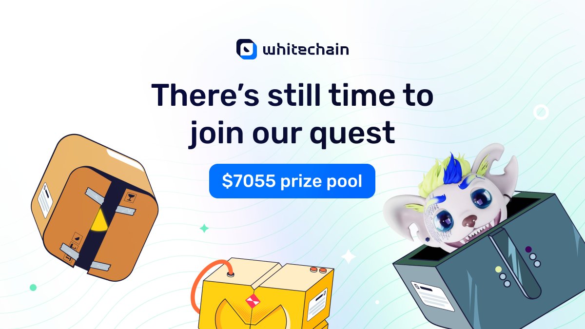 Don’t miss this opportunity 😉

To grab a share of the $7055 prize pool, you need to complete simple on-chain tasks, interact with socials & play games on Whitechain. Yep, it’s that easy!

Join the quest via AlphaGuilty, Galxe, TaskOn, or QuestN before June 4th. Read more here: