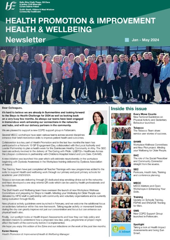 HW_HSEDubMid's tweet image. Please see our Q1 Ezine with information on the new #PhysicalActivityGuidelines #HealthImpactAssessments #SmokingCessation #MECC #WorkplaceWellnessCommittees and lots more. We hope you enjoy reading. @HSECHO7