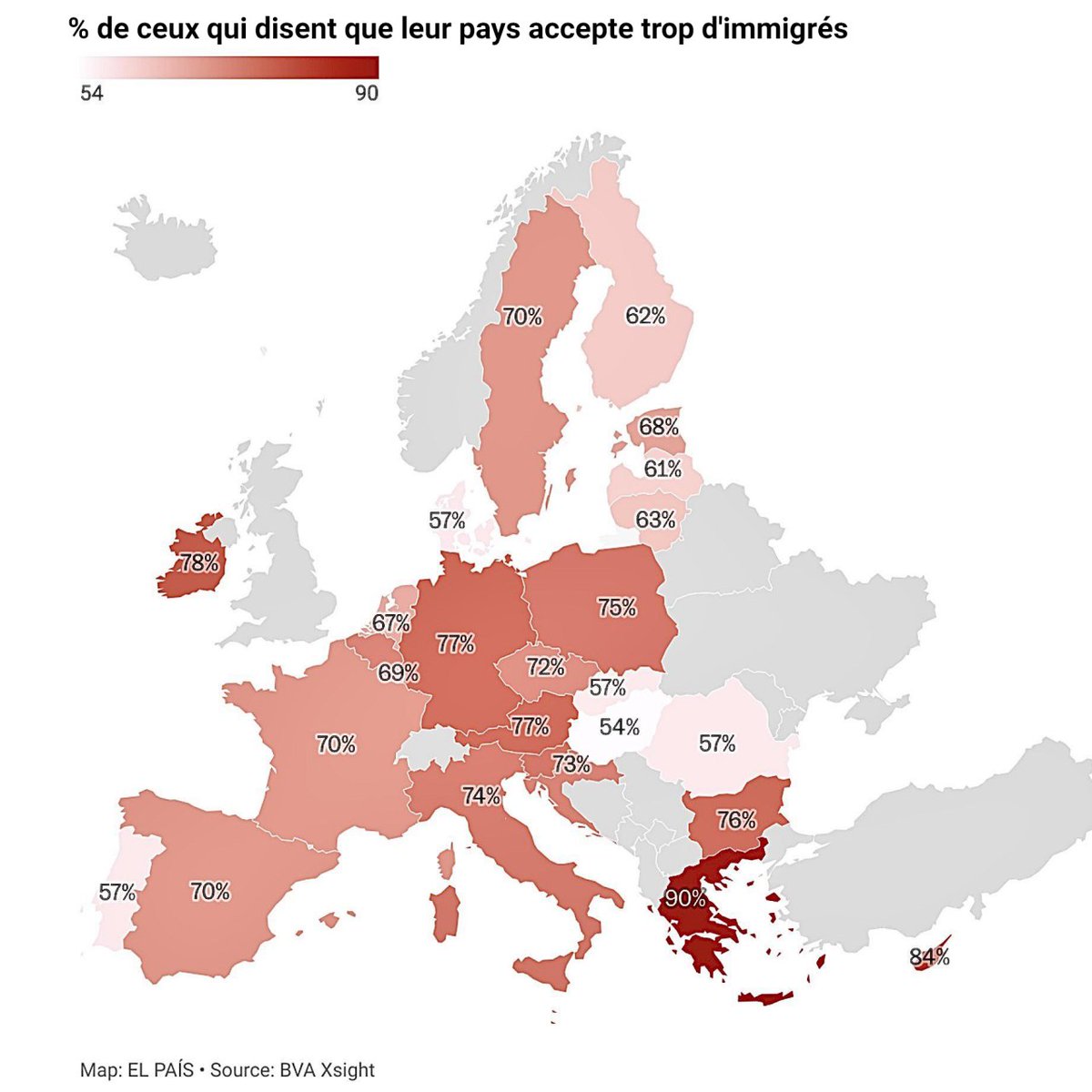 📊 70% des Européens veulent moins d'immigration

Sondage @ARTEfr : TOUS les pays de l'UE en ont marre de l'immigration. Pourtant elle continue… Pourquoi ? Parce que les immigrationnistes sont aux commandes.

⚠️ Pour changer : votez @MarionMarechal ou @J_Bardella le 9 juin !