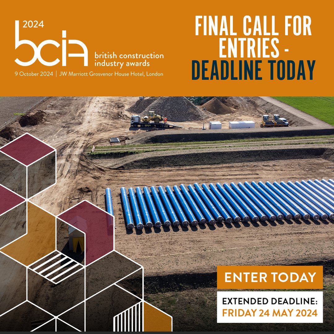 ⭐📷📷📷 Please complete your entries to this year's British Construction Industry Awards.  You have until middnight tonight.  Enter here 📷 bcia.newcivilengineer.com/2024/en/page/h…… #BCIAwards

@ICE_engineers