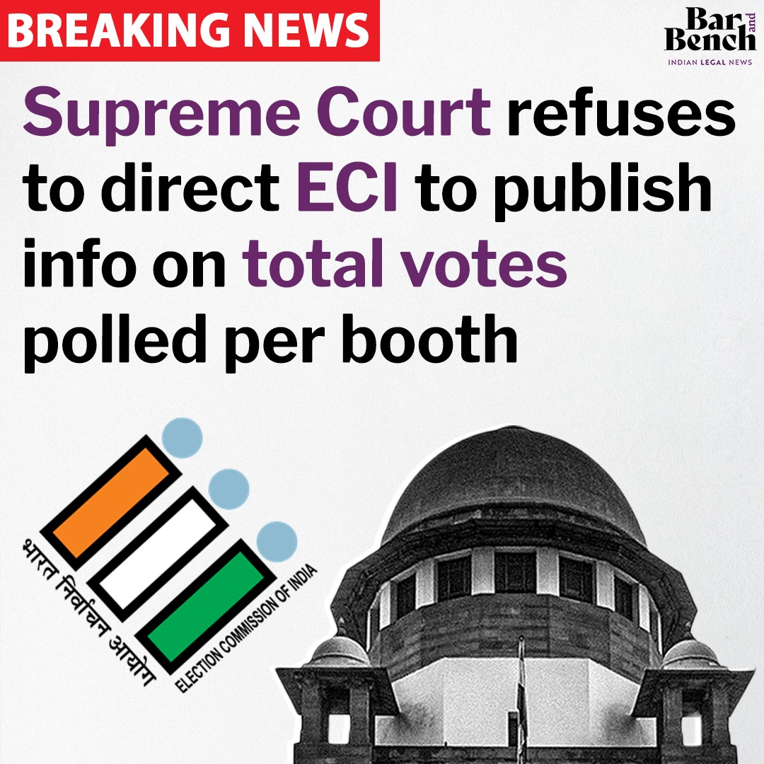 Anjan94150697's tweet photo. #JudiciaryCompromised.?
—Supreme Court #REFUSED to Direct ELECTION COMMISSION TO PUBLISH INFORMATION ON TOTAL VOTES POLLED PER BOOTH.!
📌Isn't it a Basic Right of every citizen to know his booth-polled data?
THIS IS WORRYING.!
🎯CIVIL SOCIETIES OF INDIA ARE THE ONLY HOPE.! https://t.co/zEr1YLSchT