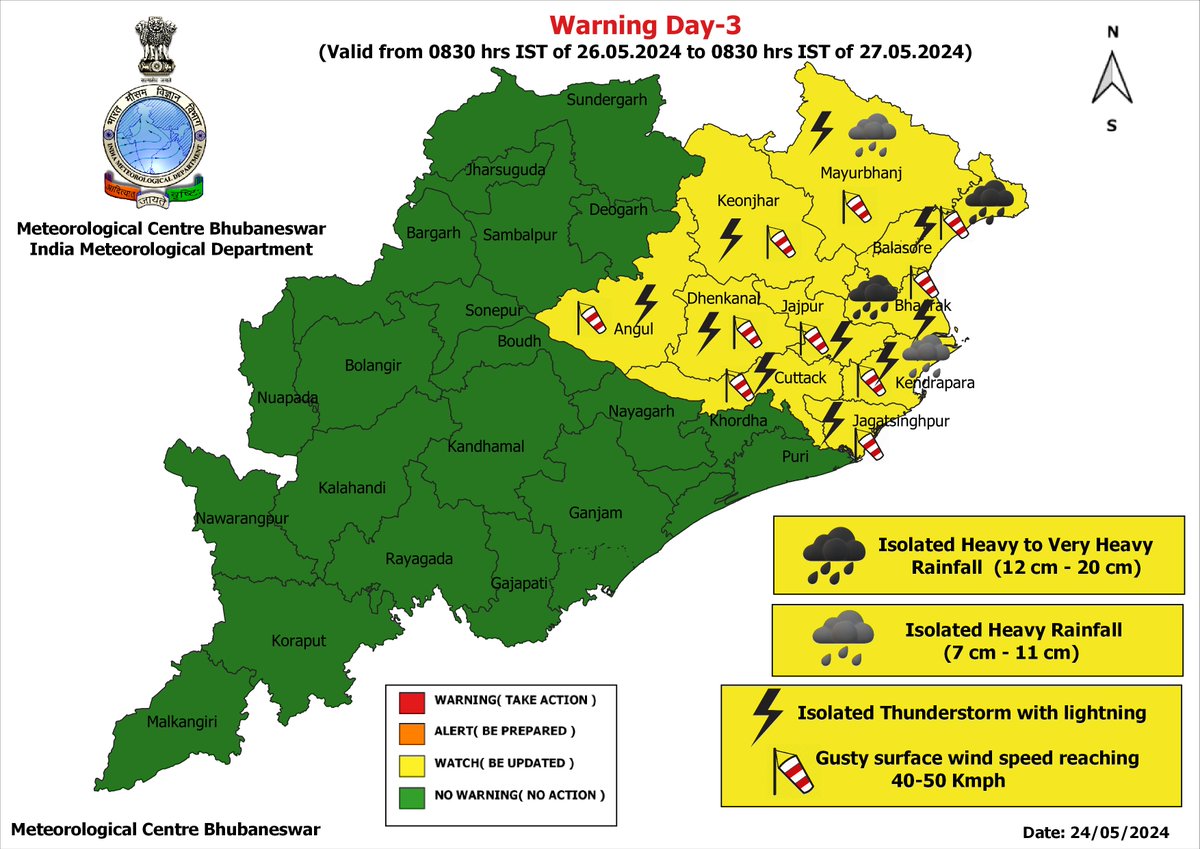 #Warning Maps for Day-1 to Day-3:- Day-4 & Day-5 : No Warning