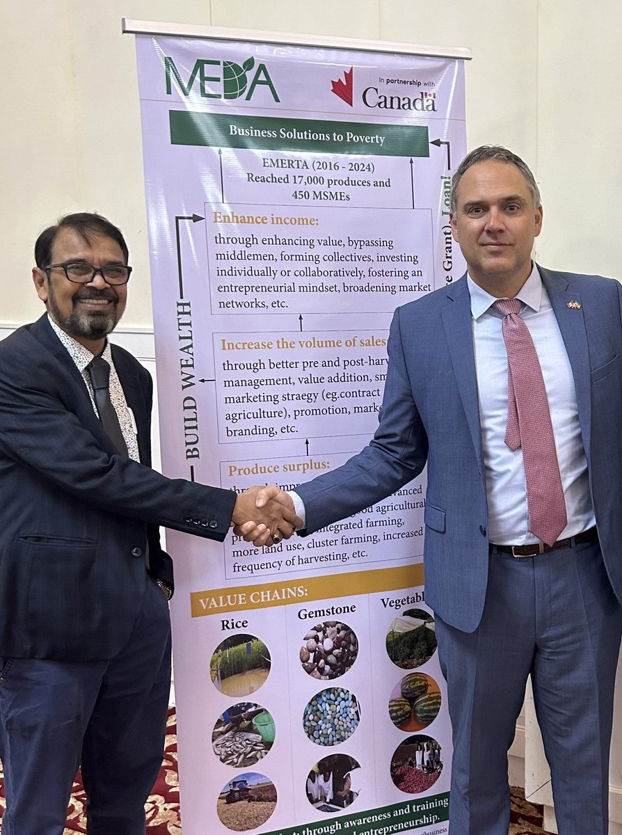 JoshuaTabah's tweet photo. Honoured to celebrate a great 🇨🇦-🇪🇹 partnership: the $19m EMERTA project by #MEDA. 

More than 17000 producers increased yields and profits in rice, veg and gemstones. Huge impact!

Important contribution to prosperity and resilience of the great people of #Amhara region. https://t.co/jKp2YW2D4W