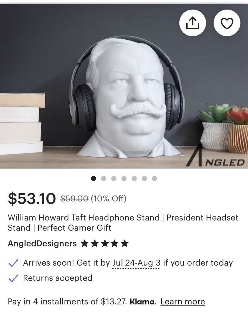 Need William Howard Taft Headphone Stand | President Headphone Stand | Perfect Gamer Gift ASAP