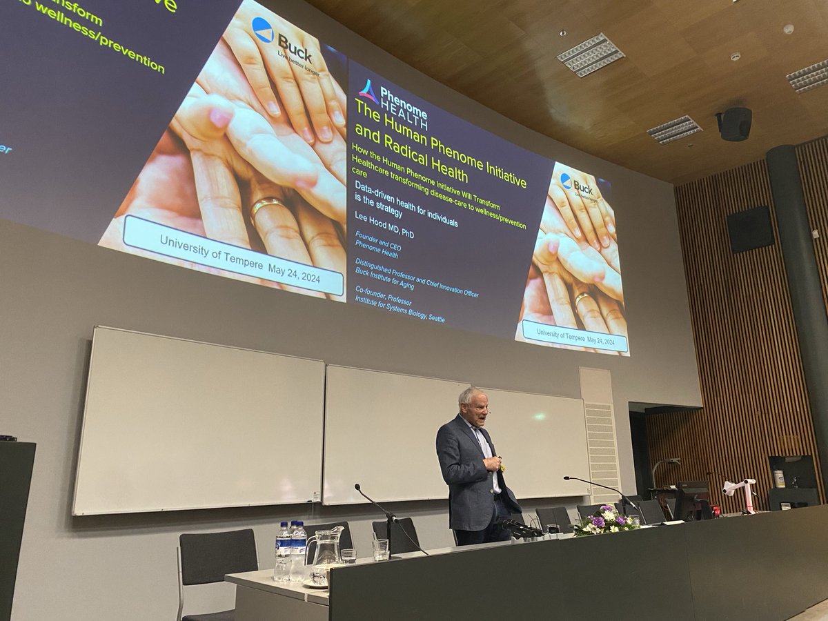 What a wonderful and important lecture about future medicine, delivered by prof. Leroy Hood from Institute of Systems Biology, Seattle. A paradigm shift in medicine is needed. ⁦@TampereUni⁩ ⁦@TampereUniMET⁩
