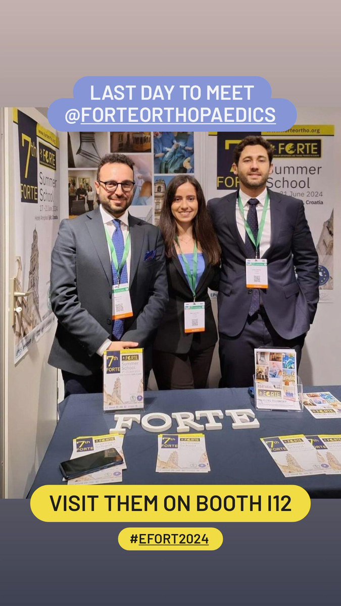 Have a chat with the new generation of O&T surgeons, visit @FORTEORTHO booth at #EFORT2024!
#orthopedics #traumatology #orthopaedics