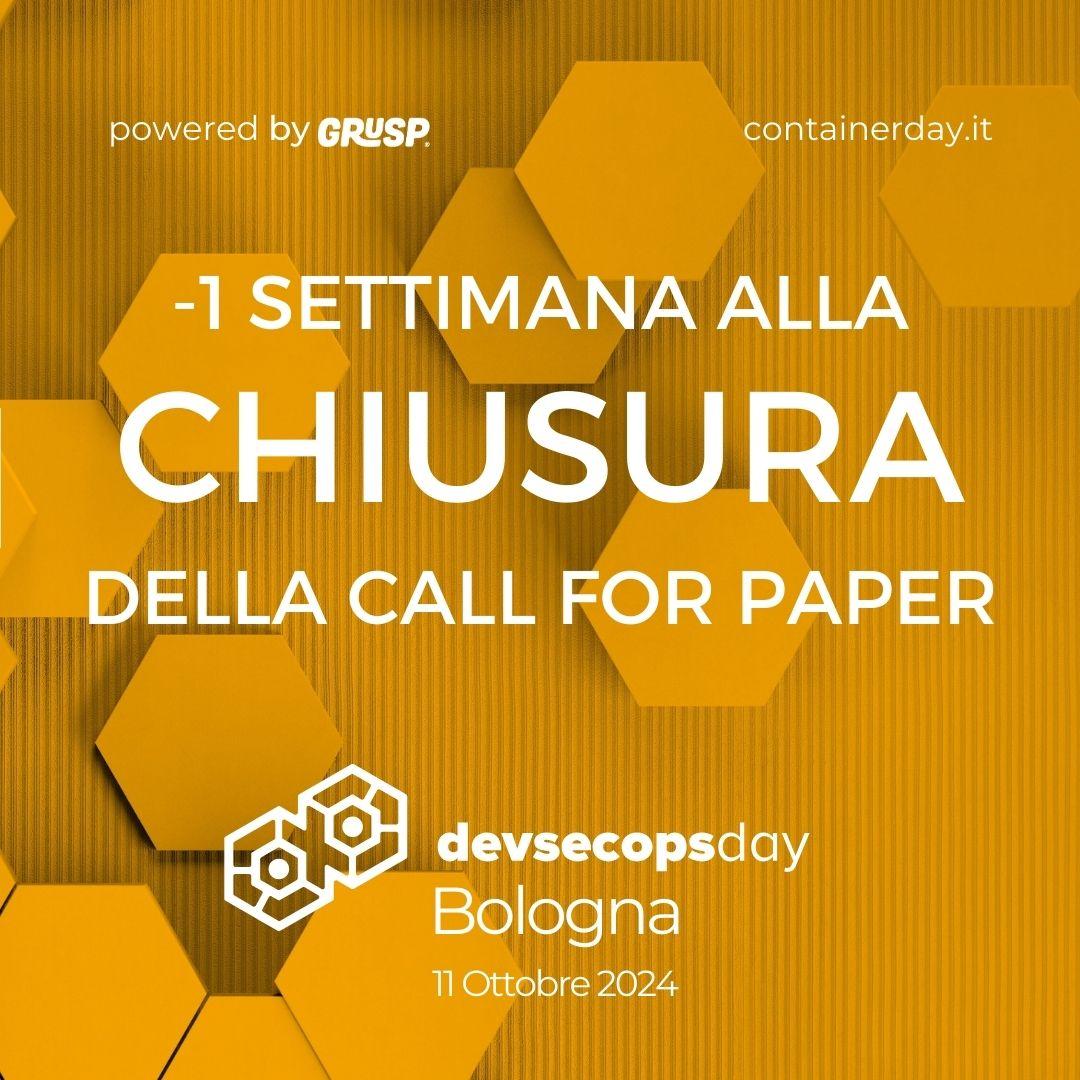 Incontro DevOps Italia | 14 Marzo 2025 | Bologna (@incontrodevops) on Twitter photo Manca solo una settimana per proporre il tuo talk alla #CFP di <a href="/containerdayit/">containerday | 5 Novembre 2025 | Bologna</a> e <a href="/devsecopsdayit/">devsecopsdayit | 4 Novembre 2025 | Bologna</a>
Hai tempo fino al 2 Giugno
👉grusp.org/CFPcontainerday
👉grusp.org/CFPdevsecopsday
---
<a href="/grusp/">GrUSP</a> | #Eventi, #workshop e #conferenze per migliorare l'ecosistema dello sviluppo web Manca solo una settimana per proporre il tuo talk alla #CFP di <a href="/containerdayit/">containerday | 5 Novembre 2025 | Bologna</a> e <a href="/devsecopsdayit/">devsecopsdayit | 4 Novembre 2025 | Bologna</a>
Hai tempo fino al 2 Giugno
👉grusp.org/CFPcontainerday
👉grusp.org/CFPdevsecopsday
---
<a href="/grusp/">GrUSP</a> | #Eventi, #workshop e #conferenze per migliorare l'ecosistema dello sviluppo web
