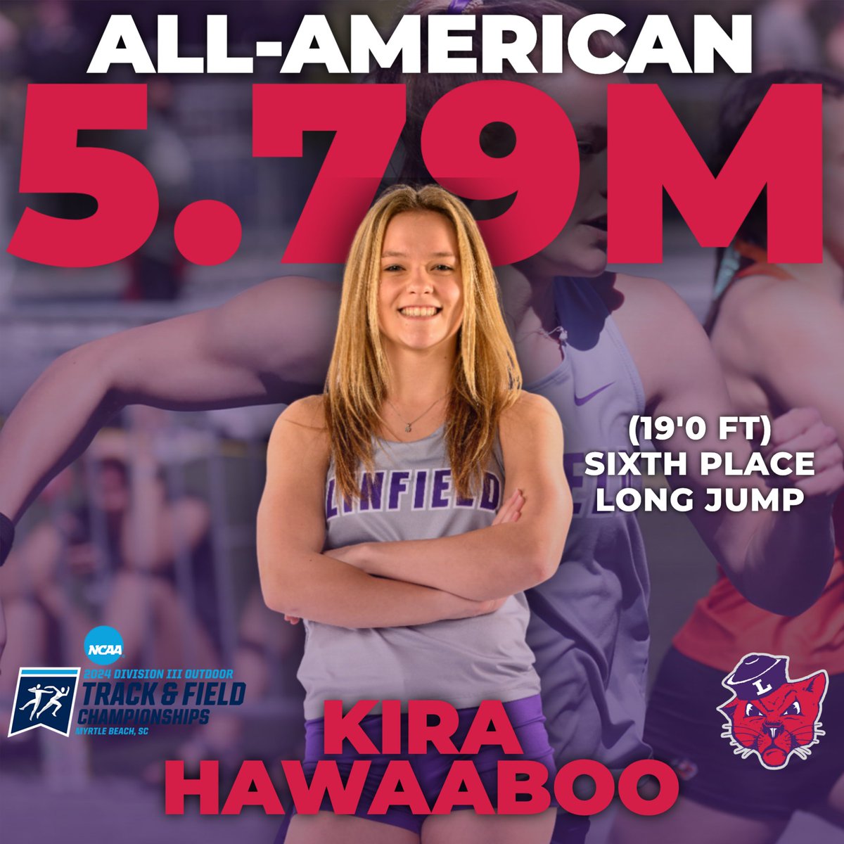 LinfieldXCTF's tweet photo. Wildcats sophomore Kira Hawaaboo finishes sixth in the women's long jump at the NCAA Division III Outdoor Championshipsπ£π΄
Read more at: https://t.co/AjjafGvBb3
#RollCats | #LinfieldTF | #d3xctf https://t.co/DGGsyXBvkg