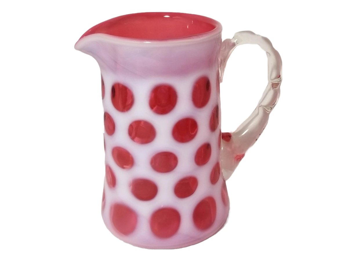 Fenton Glass Cranberry Opalescent Coin Dot Creamer Pitcher etsy.me/4bPRvjh #christiescurios #decor #shoppingonline #gifts #vintagestyle #Vintage_Treasures #antiques #glass