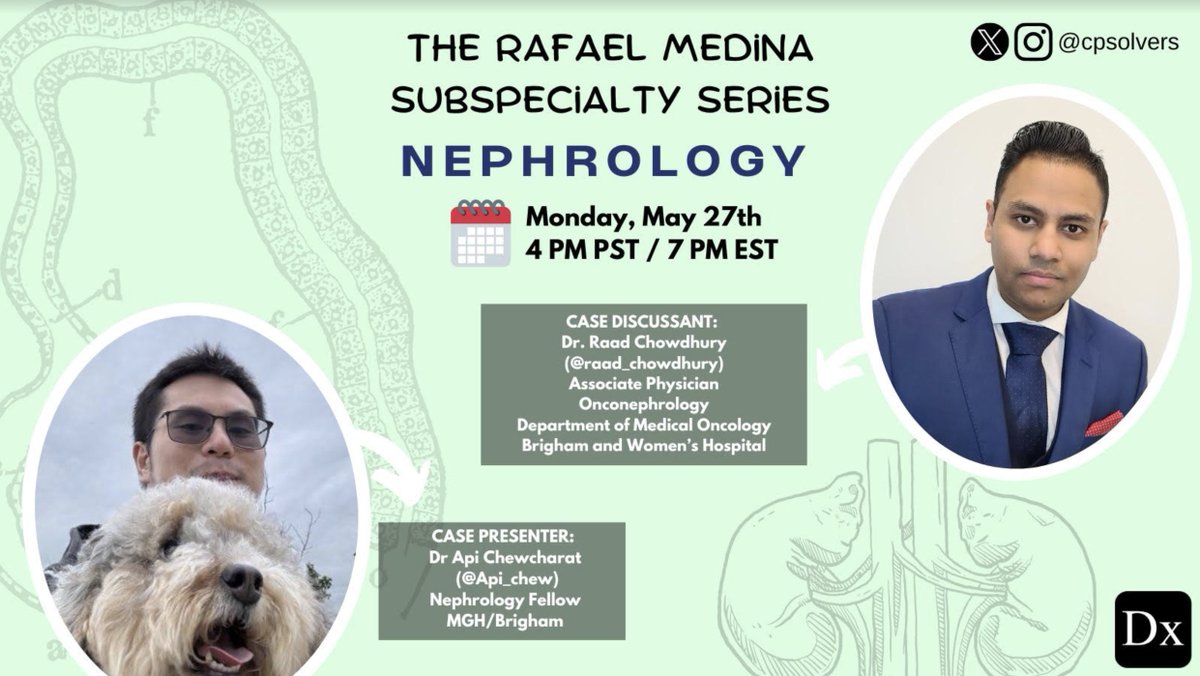 #MedTwitter, This week's Nephrology VMR is going to be incredible -- we're not kidney-ing🫘 Tune in this Monday, May 27th at 4 PM PST/7 PM EST to learn from experts @raad_chowdhury and @Api_chew. Join for free here ➡️ bit.ly/31LWIKg