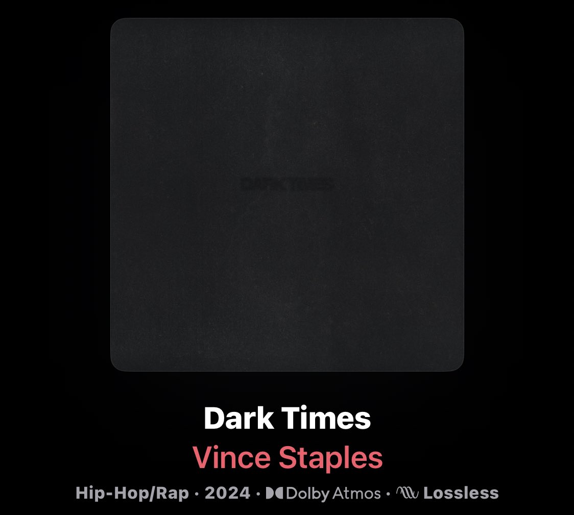 This Vince Staples album was amazing, I would highly recommend checking it out. One of my favorite projects of 2024 so far & an instant AOTY contender for me
