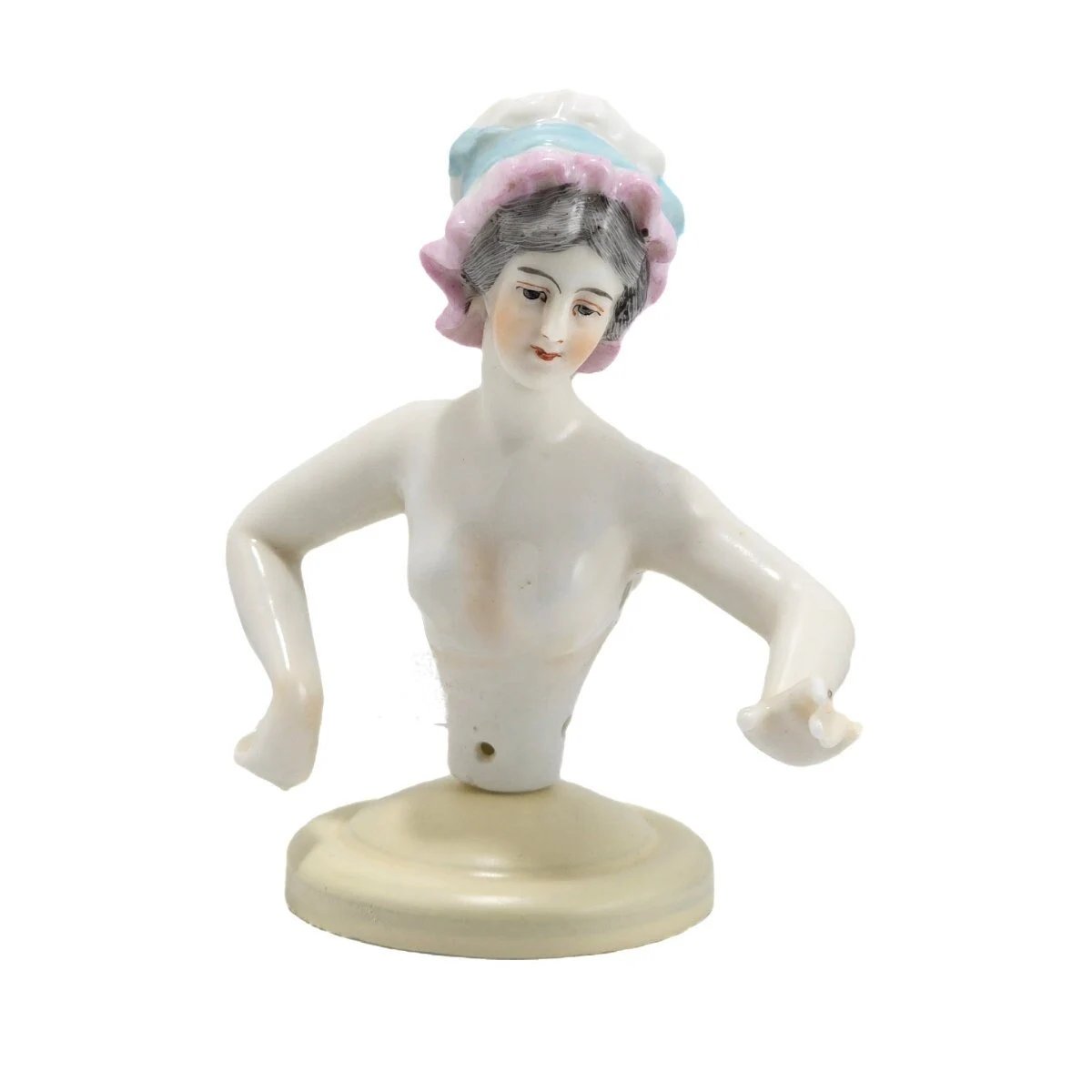 German Porcelain Half Doll 'Lady in Charlotte Bonnet' by Dressel & Kister etsy.me/4bvAfjM #porcelainhalfdoll #halfdolls #christiescurios #decor #shoppingonline #gifts #vintagestyle #Vintage_Treasures #antiques