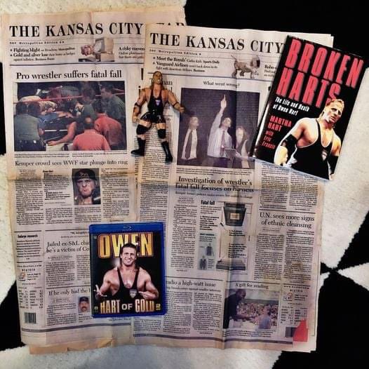 steven_bellah's tweet photo. 25 years ago tonight I sat in KC’s Kemper Arena and watched in horror as Owen Hart accidentally fell to his death from the ceiling during a WWF PPV. They didn’t stop the show. Not even the police, to preserve a death potential crime scene. He was just 34 years old. https://t.co/8SNv4RGdLw